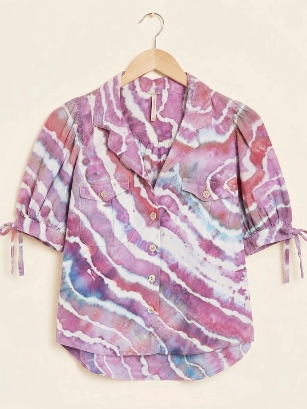 Ice Dyed Free People Button Down Shirt